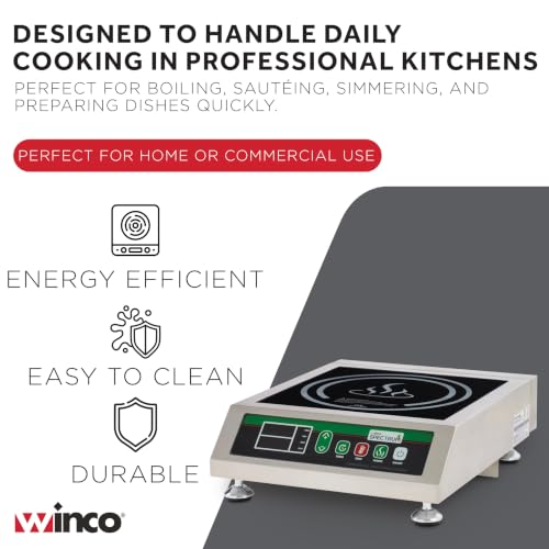 Winco 1800W Silver/Black Induction Cooktop Burner
