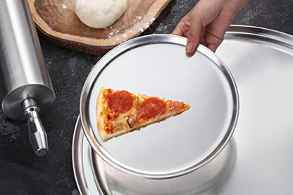 New Star Foodservice 51032 Restaurant-Grade Aluminum Pizza Pan, Baking Tray, Coupe Style, 14-Inch, Pack of 6