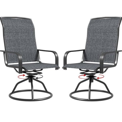 YLGJ&TIDY Patio Swivel Chairs Set,Outdoor Dining Chairs with High Back,All Weather Breathable Textilene,360° Rotating 15° (Gray-3, 2-piece)
