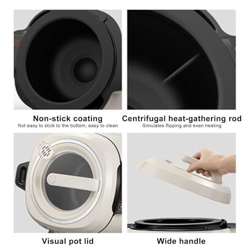 Automatic Cooking Machine, 6L Auto Cooking Wok, 3 Speed Adjustable, 360° Automatic Rotation, for Stir Frying Stewing Cooking" (220v)