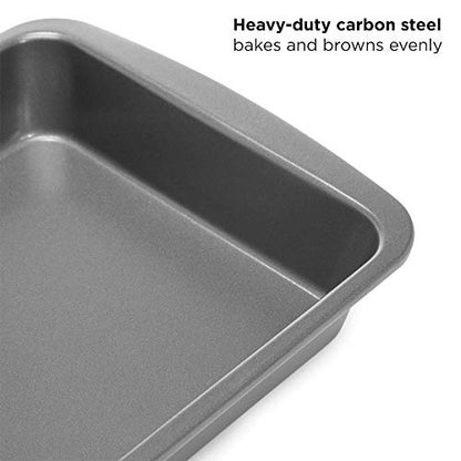 Ecolution Non-Stick Toaster Oven Bakeware Set 4-Piece, Carbon Steel, Easy to Clean and Perfect for Single Servings, Gray
