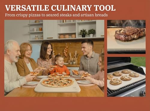 Pizza Stone for Oven & Grill, 15 x 12" x 0.6" Thick Large Baking Stone for Artisan Bread & Homemade Baking, RV Oven, Cordierite Stone by GRILL FAMILY