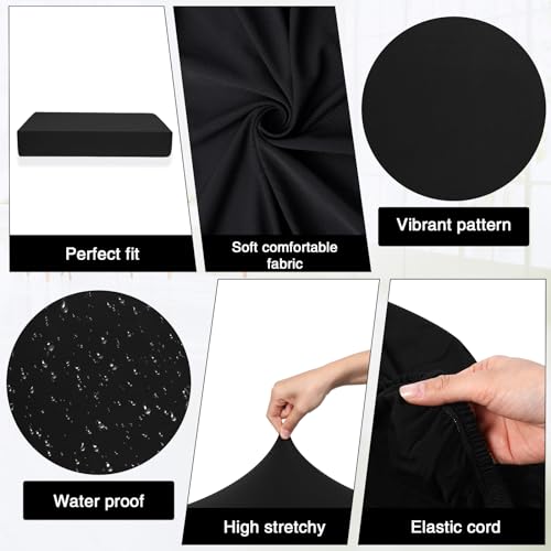Newwiee 8 Pcs Stretch Patio Outdoor Cushion Covers Replacement,Black