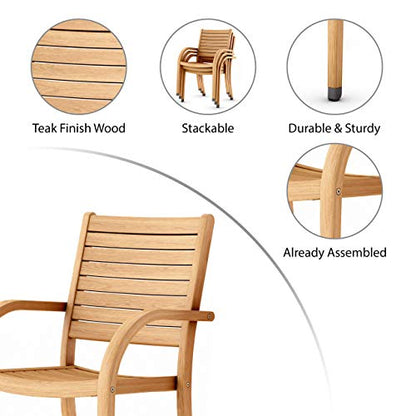 Amazonia Berlin 11-Piece Rectangular Extendable Patio Dining Set | Teak Finish | Ideal for Outdoors and Indoors