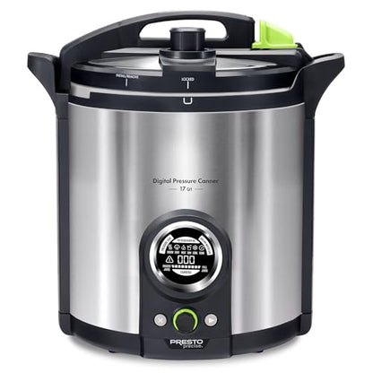 Presto 02152 17-Quart Digital Pressure Canner - Digital Display, Waterbath Capable, 10 Built-In Safety Features, Recipe Book, Stainless Steel