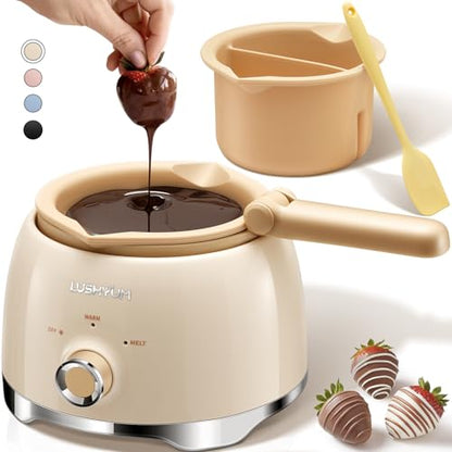 LUSHYUM Electric Chocolate Melting Pot, 4-Cup Chocolate, 2 Insert Pots