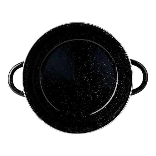 EKCO EOS 8-Quart Speckled Stockpot with Glass Lid (Black) Soup Pot for All Ranges, Dishwasher & Oven Safe up to 350°F - Non-Reactive Enameled Interior Pot for Gumbo, Stew, Boil, Pasta, Chili