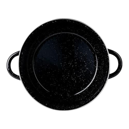 EKCO EOS 8-Quart Speckled Stockpot with Glass Lid (Black) Soup Pot for All Ranges, Dishwasher & Oven Safe up to 350°F - Non-Reactive Enameled Interior Pot for Gumbo, Stew, Boil, Pasta, Chili