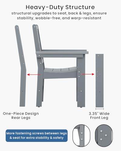 BIVODA 7-Piece Outdoor Dining Set, HDPE All-Weather Patio Table and Chairs Set for 6, Outdoor Patio Furniture Sets with Umbrella Hole for Outside, Deck, Backyard, Garden (Grey)
