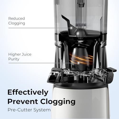 EanOruus Juicer Machines, 3-in-1 Cold Press Juicer with 6.5" Extra Large Chute, 100oz Large Capacity, AC Motor, Makes Juice, Nut Milk & Sorbet, Bright White