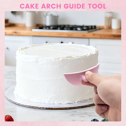2 PCS Cake Arch Guide Tools, Pink Cake Arch Tools, Cake Decorating Tools, Cake Ruffle Markers, Suitable for Beginners and Bakers.