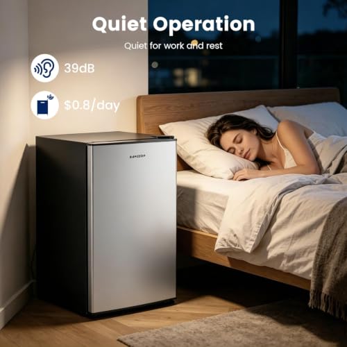 BANGSON Mini Refrigerator for Dorm Bedroom, Compact Fridge, Energy-efficient, Low Noise