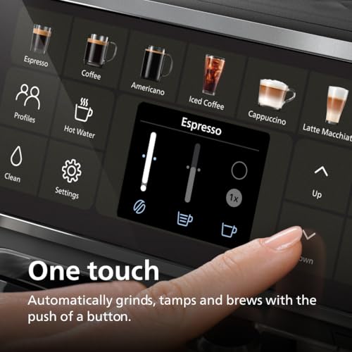 Philips 4400 Series Fully Automatic Espresso Machine, LatteGo Milk System, Integrated Grinder, 12 Hot & Iced Coffee Pre-Sets, Quick Start, SilentBrew, 15-Bar Pressure, Black Chrome (EP4444/90)