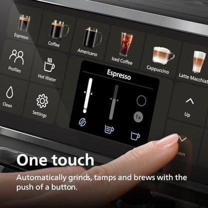 Philips 4400 Series Fully Automatic Espresso Machine, LatteGo Milk System, Integrated Grinder, 12 Hot & Iced Coffee Pre-Sets, Quick Start, SilentBrew, 15-Bar Pressure, Black Chrome (EP4444/90)