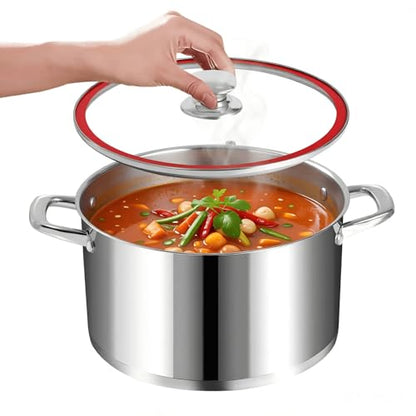 10-Quart Stainless Steel Soup Pot with Lid, Induction Compatible Cookware for Pasta, Stews, and Boiling - Dishwasher Safe Kitchen Essential