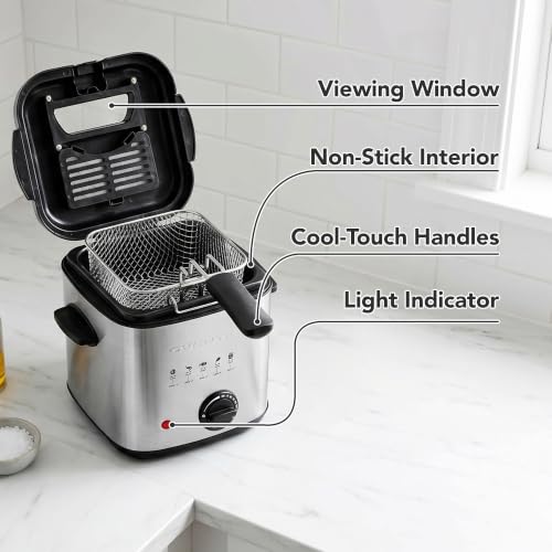 OVENTE Electric Deep Fryer, 1.5L Capacity, 800W, Silver FDM1501BR