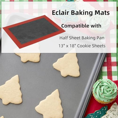 Amyandone Silicone Baking Mat with Microperforated, 2 PCS Perforated Baking Mats/Oven Liners for 13" x 18" Half Sheet Pan, Reusable Air Mesh Silicone Mat for Cookie/Eclair/Bread/Pizza/Pastry