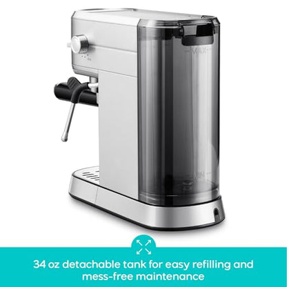 CASABREWS CM5418 Espresso Machine 20 Bar, Compact Espresso Maker with Steam Milk Frother, Stainless Steel Coffee Machine with 34oz Removable Water Tank for Cappuccino, Small Latte Machine, Silver