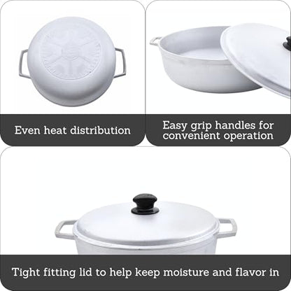 IMUSA 7.5 Quart Traditional Natural Made in Colombia Caldero with Lid for Cooking and Serving,Silver