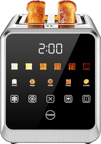 Toaster 2 Slice, Smart Touch Screen, 1.5-In Wide Slots, Digital Timer, 900W