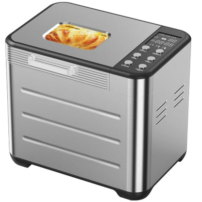 KMFurnila 2LB Bread Maker, 600W Automatic Stainless Steel Bread Machine