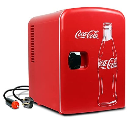 Coca-Cola 4L Mini Fridge, 6 Can, Classic Bottle Design, Red