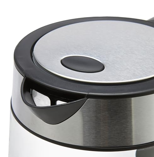 Amazon Basics Electric Kettle with Glass Carafe for Tea and Coffee, BPA-Free, Fast Boiling, Auto Shut-Off, Boil-Dry Protection, Water Level Indicator, 1.7 Liter, 1500W, Black and Silver