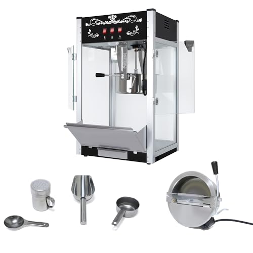 Commercial Popcorn Maker Machine 20 Oz 1440W, Theater Style Popper for 80 Cups/Batch with 3-Switch Control, Steel Frame & Tempered Glass Doors