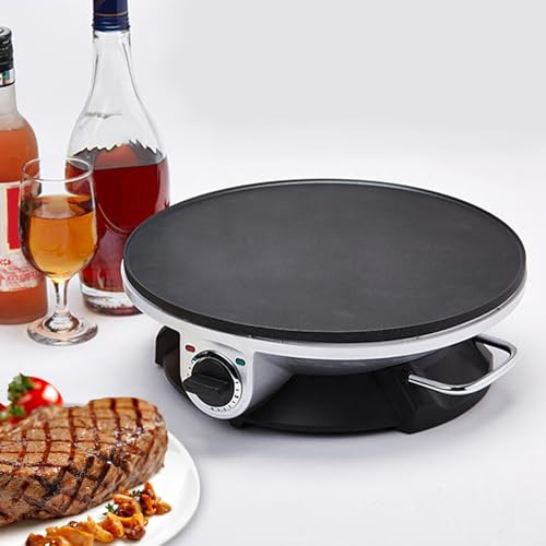 13 Inch Electric Crepe Maker crepes maker 1000W Round Crepe Maker Machine Stainless Steel Pancake Machine with 3 Temperature Control Knob Fast Heating Creperas crepes maker Creperas