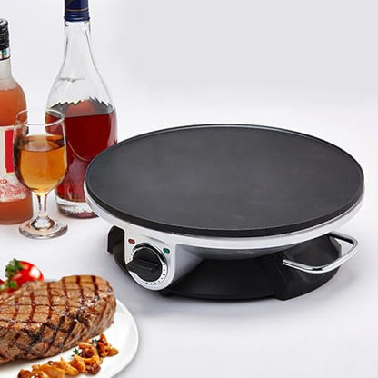 13 Inch Electric Crepe Maker crepes maker 1000W Round Crepe Maker Machine Stainless Steel Pancake Machine with 3 Temperature Control Knob Fast Heating Creperas crepes maker Creperas