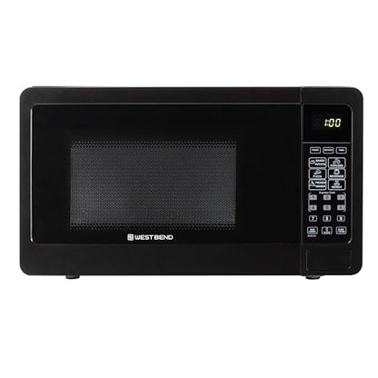 West Bend Microwave Oven 700-Watts Compact with 6 Pre-Set Cooking Settings, Speed Defrost, Electronic Control Panel and Glass Turntable, 0.7 Cu.Ft., Black