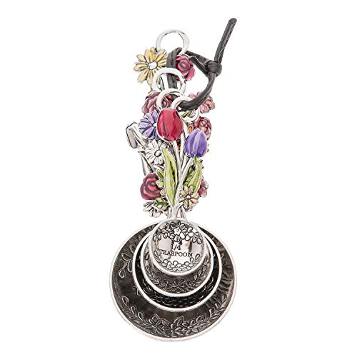 Ganz 4-Piece Measuring Spoons Set - Colorful Flower Bouquet