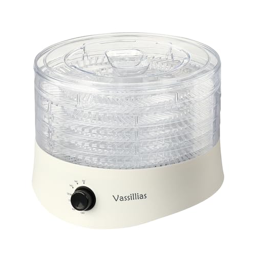 Small Food Dehydrator Dryer - Dehydrator for Healthy Food, Meat, Jerky, Fruit, Vegetable, Mushroom and Herb, 280W, 158°F, Mini Dryer with 5 BPA-Free Drying Trays, White, Model 704M