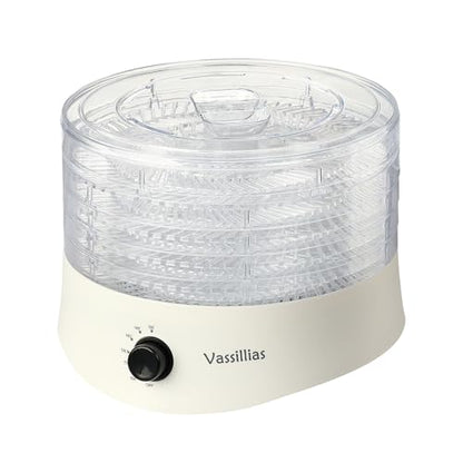 Small Food Dehydrator Dryer - Dehydrator for Healthy Food, Meat, Jerky, Fruit, Vegetable, Mushroom and Herb, 280W, 158°F, Mini Dryer with 5 BPA-Free Drying Trays, White, Model 704M