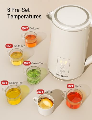Electric Kettle Temperature Control, 1.7L Large Electric Tea Kettle, 4H Keep Warm Hot Water Boiler with 6 Presets, LED Screen Electric Kettles for Boiling Water, Boil-Dry Protection, BPA Free