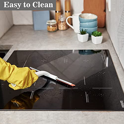 Karinear Induction Cooktop 4 Burner, 7400W 24'' Built-in Induction Stovetop with Flex Zone,Child Safety Lock, Timer, Boost, Slider Control Black Glass Electric Cooktop 240V Hard Wire(come with a pot)