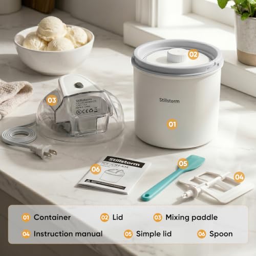 Stillstorm Ice Cream Maker，1.5 Quarts Ice Cream Machine for Home