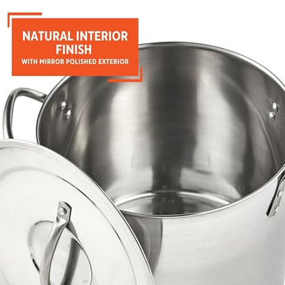 IMUSA Stainless Steel Stock Pot with Lid, 20 Quart, Silver