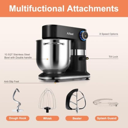 Aifeel 10.5QT Stand Mixer, 900W Electric Tilt-Head Kitchen Mixer Black