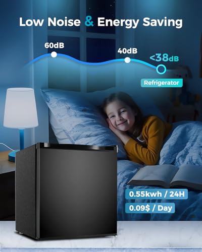 Feelfunn 1.7 Cu.Ft Mini Fridge with Freezer, Small Refrigerator, Black