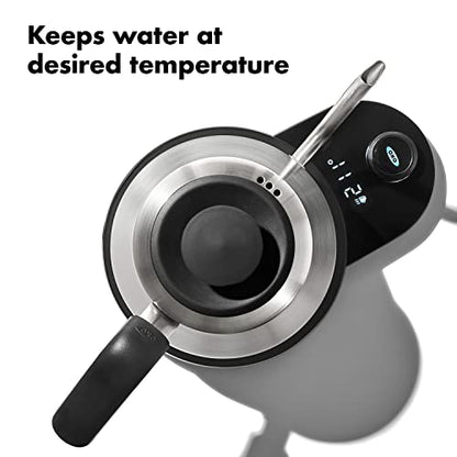 OXO Brew Adjustable Temperature Pour Over Kettle, 1 L, Gooseneck Electric Kettle, Stainless Steel with Timer