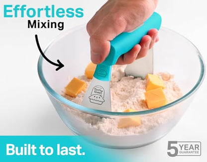 Pastry Cutter Tool - Heavy Duty Stainless Steel Pastry Blender, Comfortable Handle, Dishwasher Safe, Perfect Flaky Pie Crust & Biscuits - Turquoise