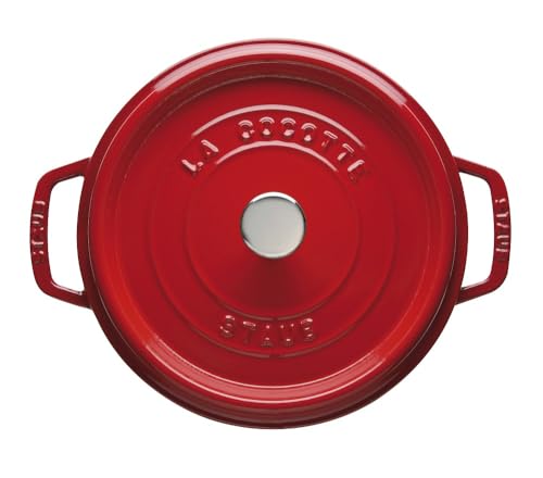 STAUB Cast Iron 7-Qt. Cocotte Round Dutch Oven, Serves 7-8, Cherry