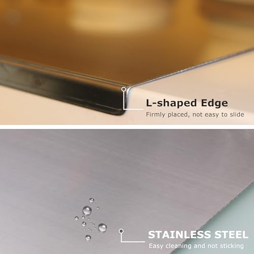 OTAVILEM Stainless Steel Cutting Boards for Kitchen, Kneading Cutting Board Mats, Metal Cutting Board for Meat, Fruits, Vegetables, Bread, and Baking Large Cutting Boards 19.7"L x 15.7"W