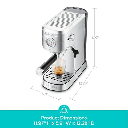 CASABREWS CM5418ECO Espresso Machine 20 Bar, PFAS-Free Espresso Maker with Steam Wand, Stainless Steel Coffee Machine with 34oz Removable Water Tank for Cappuccino, Small Latte Machine, Silver