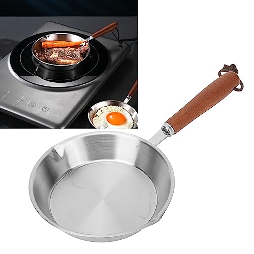 Hapivida Mini Stainless Steel Frying Pan, 6in/16cm Skillet Non Stick Egg Pan Gas Cooktops Induction Cooking Pan