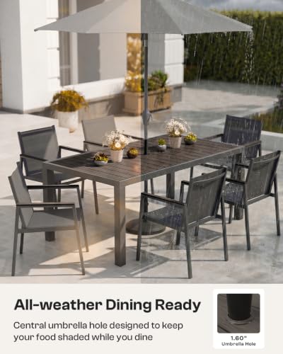 Oasbira Outdoor Dining Set for 10, Aluminum Patio Table and Chairs Set, 12-Piece All Weather Patio Dining Furniture Set with Umbrella Hole for Backyard, Deck, Poolside (Charcoal)