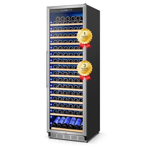FoMup Wine Fridge 24 Inch, 190 Bottles Freestanding or Built-in Wine Cooler Refrigerator with Sliding Rail Shelves, Professional Wine Cellar Low Noise with Upgraded Reversible Door