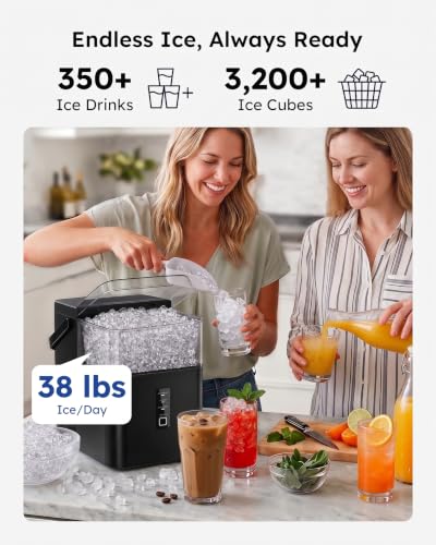 SIMZLIFE Nugget Ice Maker Countertop 38 lbs/Day Fast Chewable Ice in 5 Mins