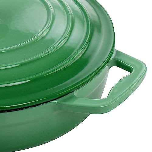 MegaChef 2 Quart Round Enameled Cast Iron Braiser Pan (Green)